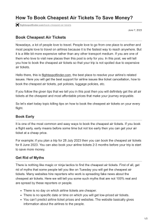 How To Book Cheapest Air Tickets To Save Money