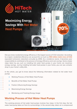 Maximizing Energy Savings With Hot Water Heat Pumps