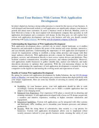 Boost Your Business With Custom Web Application Development
