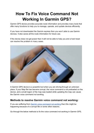 How To Fix Voice Command Not Working In Garmin GPS