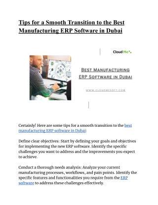 Tips for a Smooth Transition to the Best Manufacturing ERP Software in Dubai