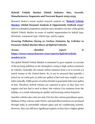 Hybrid Vehicle Market | 2023-2035