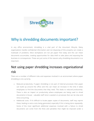 Why is shredding documents important - Shred-on-Site