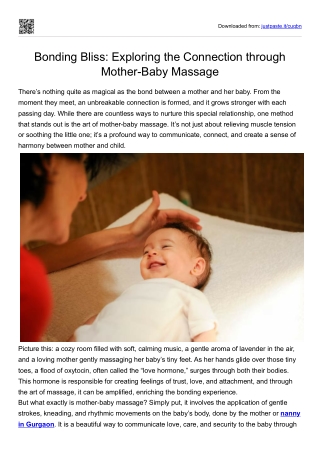 Bonding Bliss - Exploring the Connection through Mother-Baby Massage