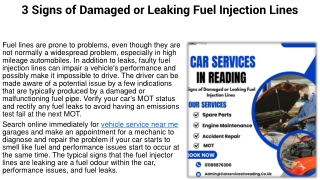 3 Signs of Damaged or Leaking Fuel Injection