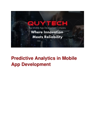 Predictive Analytics in Mobile App Development