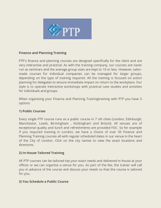 Finance for Non-Finance Managers - PTP