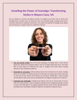Unveiling the Power of Invisalign: Transforming Smiles in Weyers Cave, VA