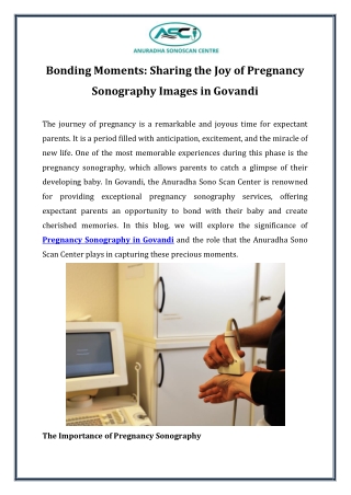 Bonding Moments Sharing the Joy of Pregnancy Sonography Images in Govandi