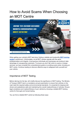 How to Avoid Scams When Choosing an MOT Centre.docx