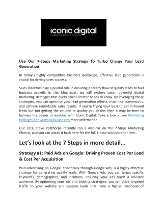 Lead Generation Masterclass 7 Digital Marketing Strategies Every Sales Director Needs to Know - Iconic Digital