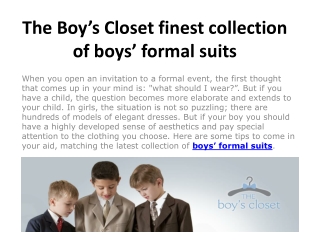 The Boy’s Closet finest collection of boys’ formal suits