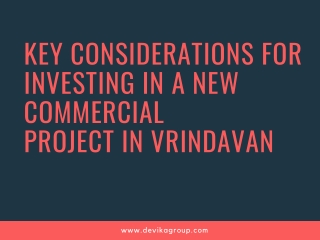 Key Considerations for Investing in a New Commercial Project in Vrindavan