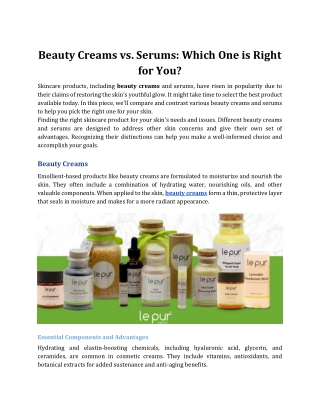 Beauty Creams vs. Serums Which One is Right for You