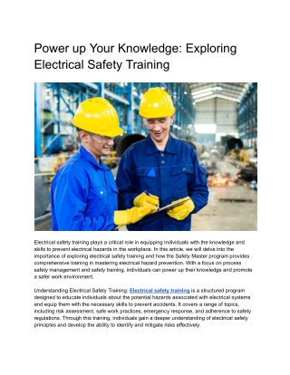Power up Your Knowledge_ Exploring Electrical Safety Training