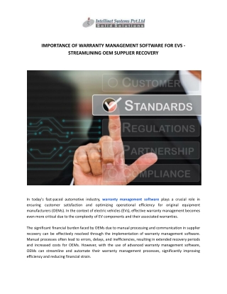 Importance of Warranty Management Software for EVs - Intellinet Systems