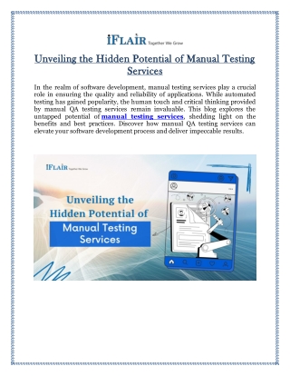 Unveiling the Hidden Potential of Manual Testing Services