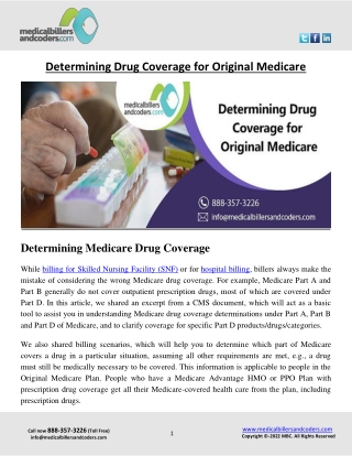 Determining Drug Coverage for Original Medicare