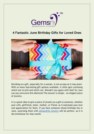 Top 4 Gifts for June Birthdays - GemsNY