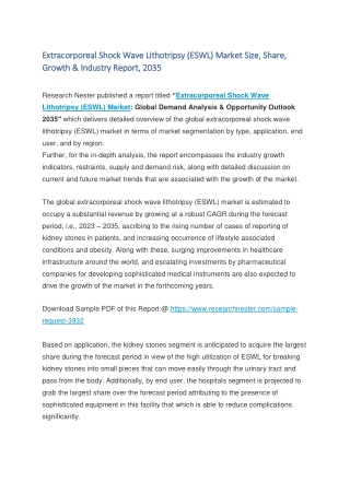 Extracorporeal Shock Wave Lithotripsy (ESWL) Market