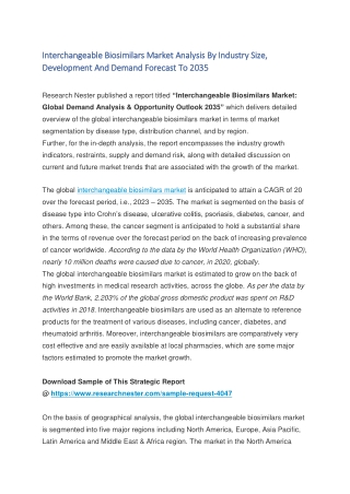 Interchangeable Biosimilars Market