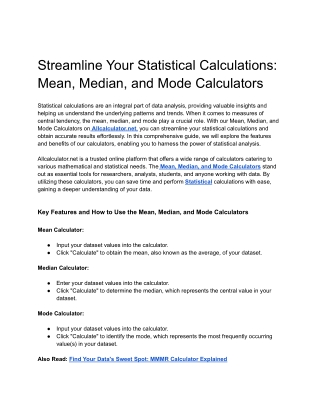 Streamline Your Statistical Calculations_ Mean, Median, and Mode Calculators