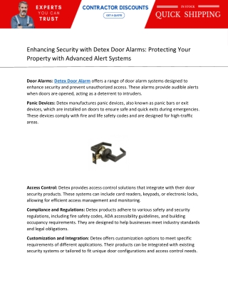 Enhancing Security with Detex Door Alarms  Protecting Your Property with Advanced Alert Systems