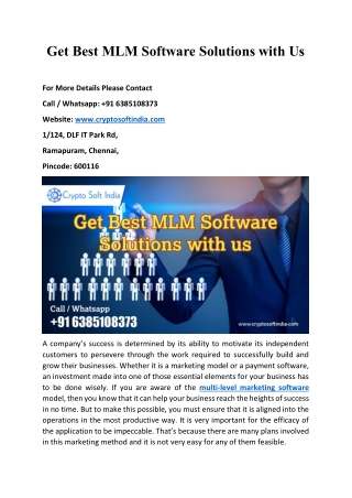 Get Best MLM Software Solutions With Us