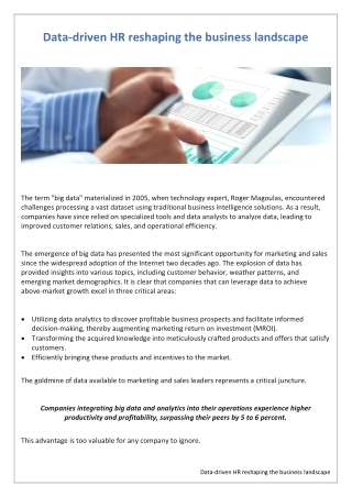 Data-driven HR reshaping the business landscape