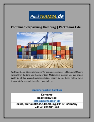 Container Verpackung Hamburg | Packteam24.de