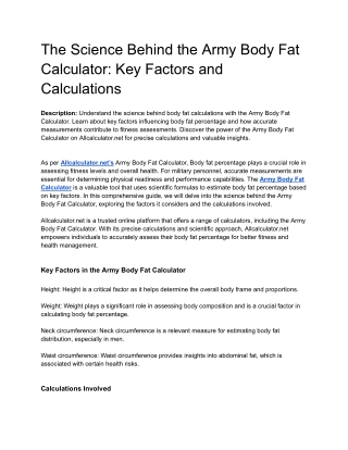 The Science Behind the Army Body Fat Calculator_ Key Factors and Calculations