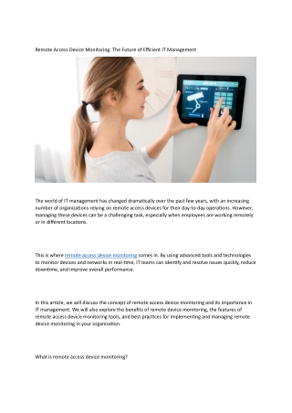 Remote Access Device Monitoring