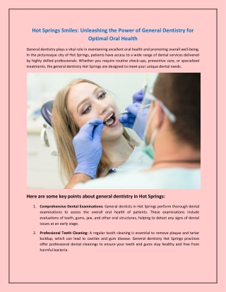Unleashing the Power of General Dentistry for Optimal Oral Health