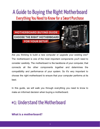 Guide to Buying the Right Motherboard Online