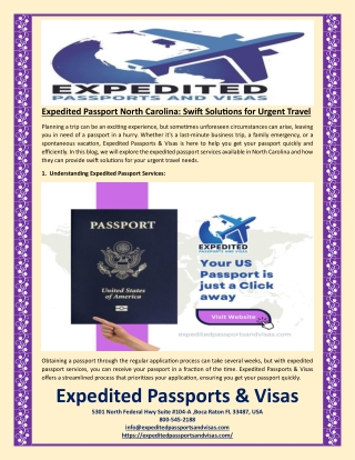 Expedited Passport North Carolina Swift Solutions for Urgent Travel