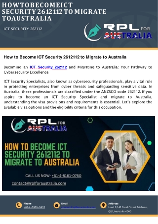 How to Become ICT Security 2612112 to Migrate to Australia