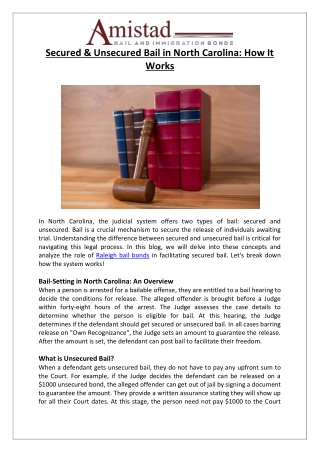 Secured & Unsecured Bail in North Carolina How It Works