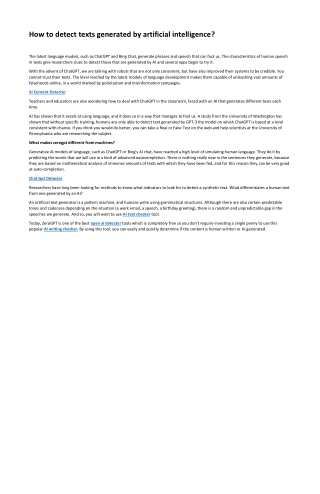 How to detect texts generated by artificial intelligence