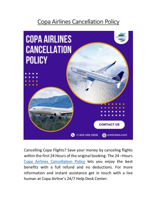 Copa Airlines Cancellation Policy |   1-845-459-2806