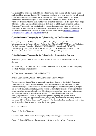 Optical Coherence Tomography for Ophthalmology Market