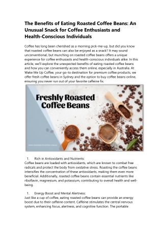 The Benefits of Eating Roasted Coffee Beans  Wake Me Up Coffee