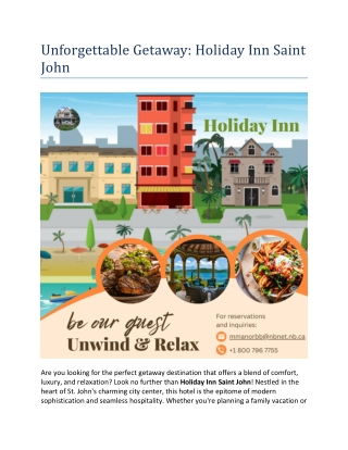 Unforgettable Getaway: Holiday Inn Saint John
