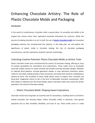 Enhancing Chocolate Artistry_ The Role of Plastic Chocolate Molds and Packaging