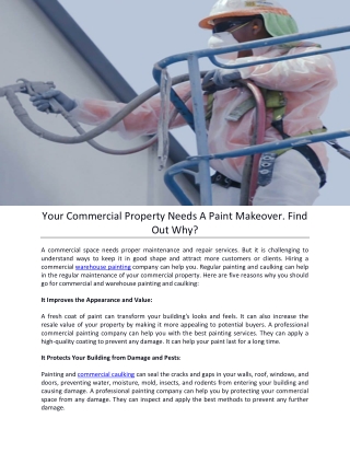 Your Commercial Property Needs A Paint Makeover. Find Out Why