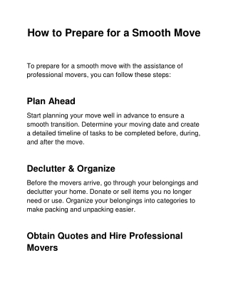 How to Prepare for a Smooth Move