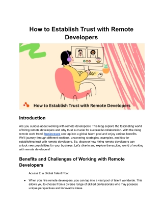 How to Establish Trust with Remote Developers