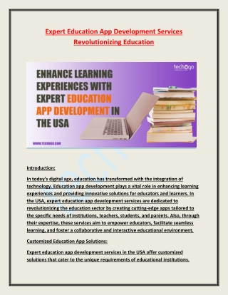 Expert Education App Development Services Revolutionizing Education