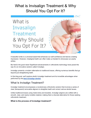 What is Invisalign Treatment & Why Should You Opt For It