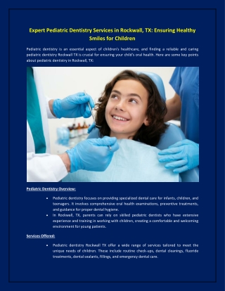 Expert Pediatric Dentistry Services in Rockwall, TX