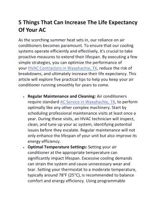 5 Things That Can Increase The Life Expectancy Of Your AC